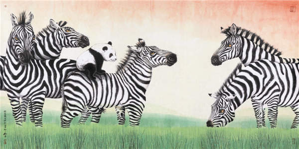 画家刘中携“熊猫和他的朋友们”千里赴港