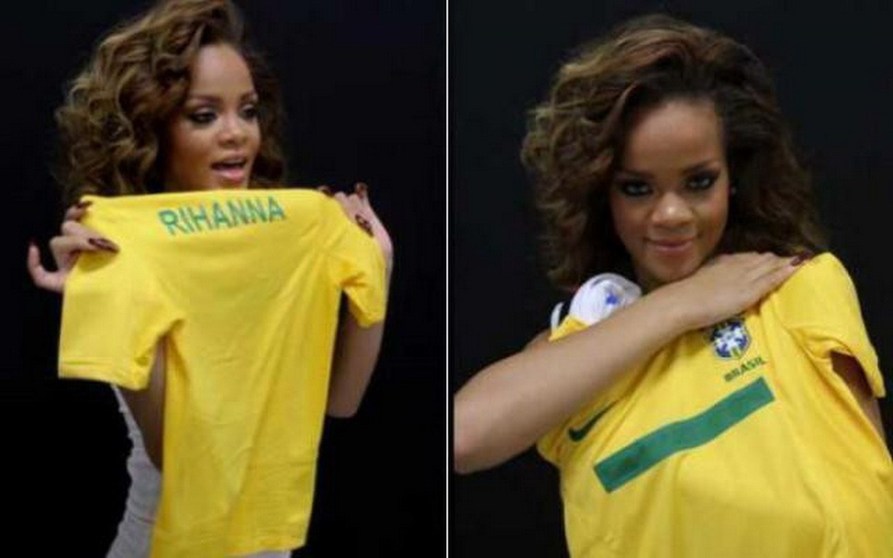 蕾哈娜为世界杯狂野 性感写真力挺巴西队