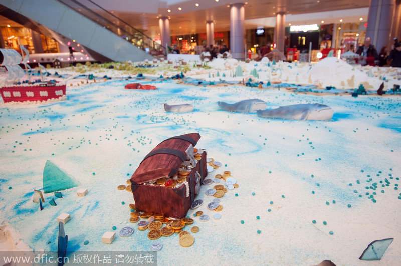英国伦敦展出世界最大蛋糕雕塑