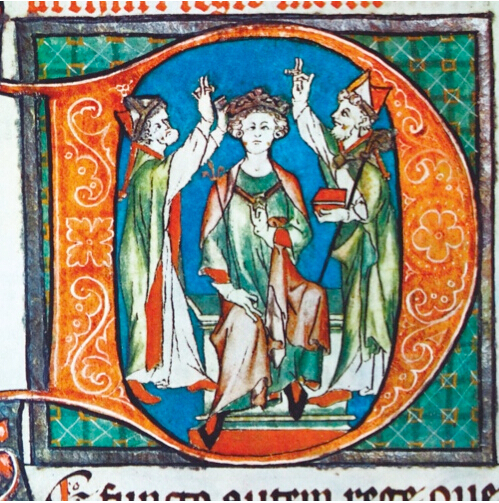 13世纪的编年史《弗洛尔斯史》(flores historiarum)中亚瑟加冕为王的