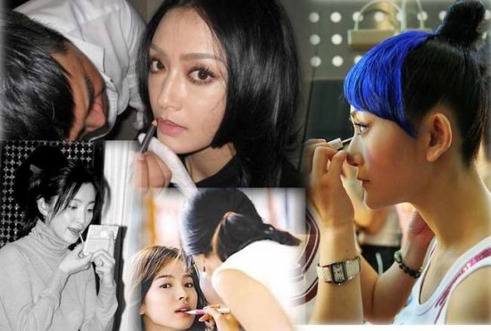 周迅范晓萱秦岚刘亦菲妆前妆后对比 美女明星后台化妆照曝光