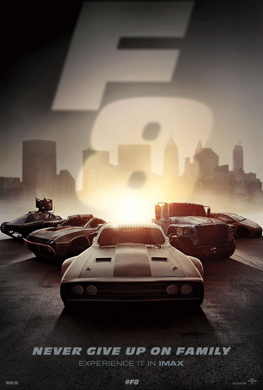 五豪车霸气齐聚 IMAX发布《速度与激情8》专属海报