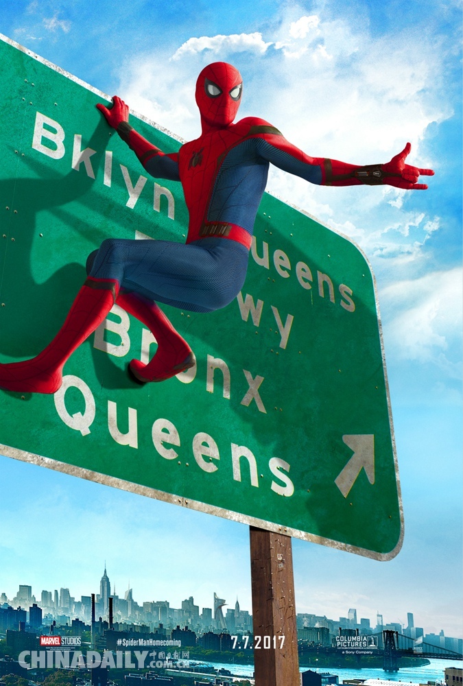 电影《蜘蛛侠：英雄归来》海报预告双发 钢铁侠调教小蜘蛛回归复联