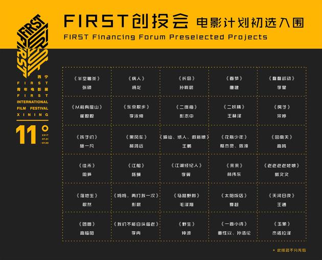 FIRST公布创投初选名单 将与汤唯等评委对话西宁