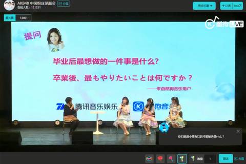 酷狗直播AKB48上海见面会：渡边麻友毕业想要组团开吃？