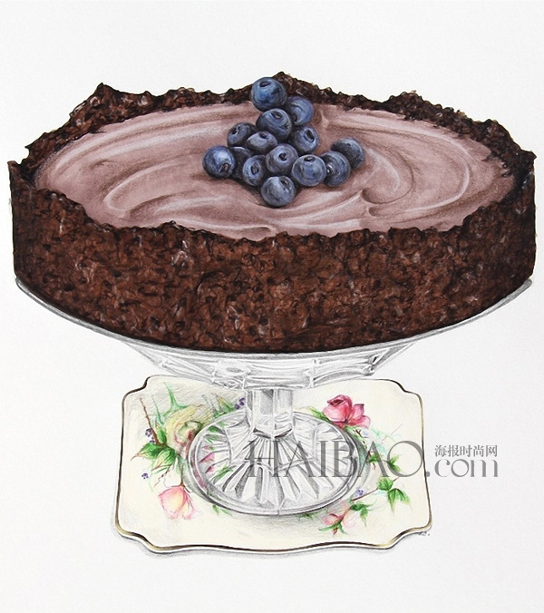 艺术家Alexandra Nea手绘美食小图 彩色铅笔描绘精致欧式甜点