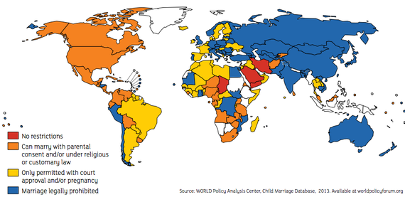 一张图看清全球童婚分布