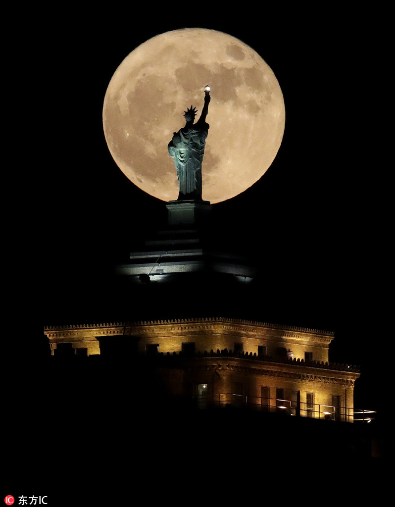  “超级月亮”现身全球各地 系今年最大满月